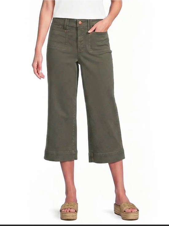 NYDJ Pants - NYDJ Lift Tuck Olive Green Flared Crop-Leg Military Jeans